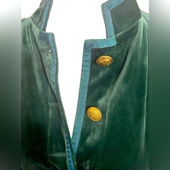 TRISH SCULLY Green velvet jacket or dress nwt 12 large gold buttons fall - Picture 9 of 11